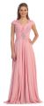 V-Neck Beaded Ruched Bodice Long Formal MOB Dress in Dusty Rose